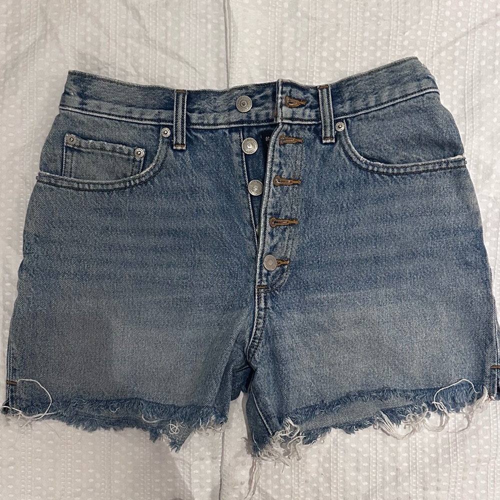 High-Waisted Button-Fly Denim Cutoff Shorts Lucky Brand - Blue - Womens 6